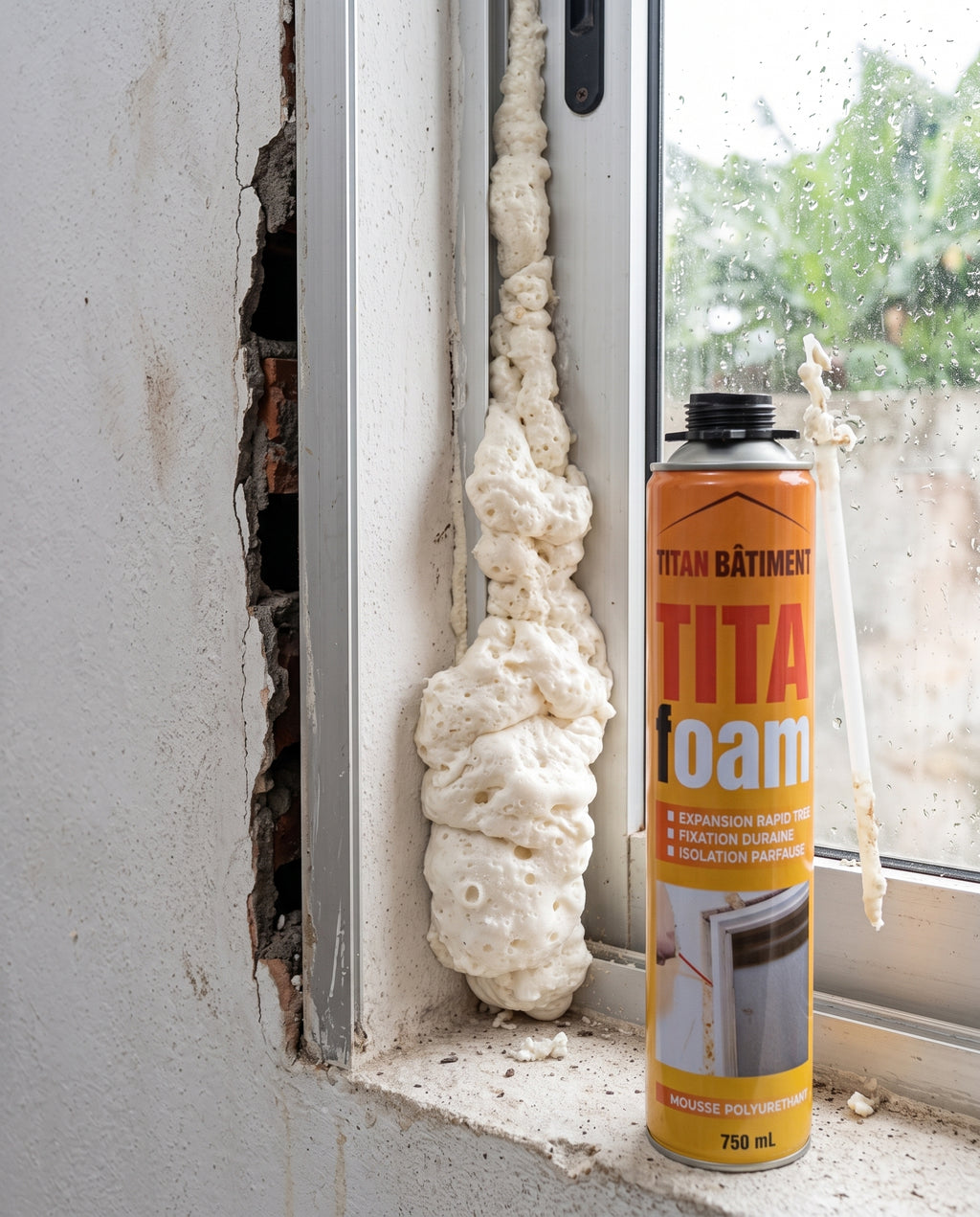 MOUSSE EXPANSIVE POLYURÉTHANE COMBLEZ FACILEMENT LES TROUS ET ESPACES DIFFICILES