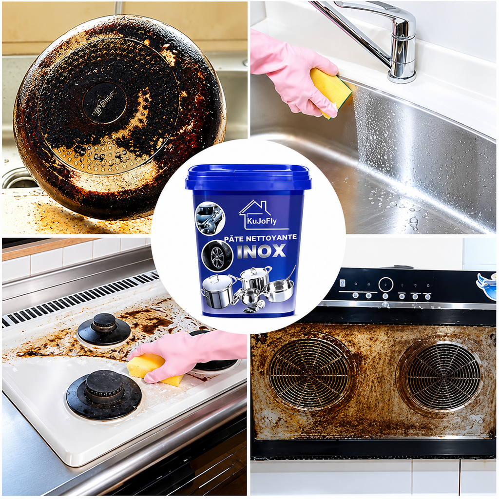 Pâte nettoyante multi-usages pour acier inoxydable - Nettoyant puissant pour la cuisine et le four