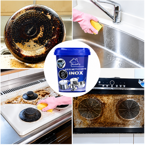 Pâte nettoyante multi-usages pour acier inoxydable - Nettoyant puissant pour la cuisine et le four